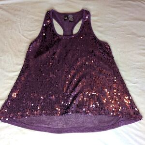 Purple Sequin Tank Top by Love - Racerback - Medium fits like a small